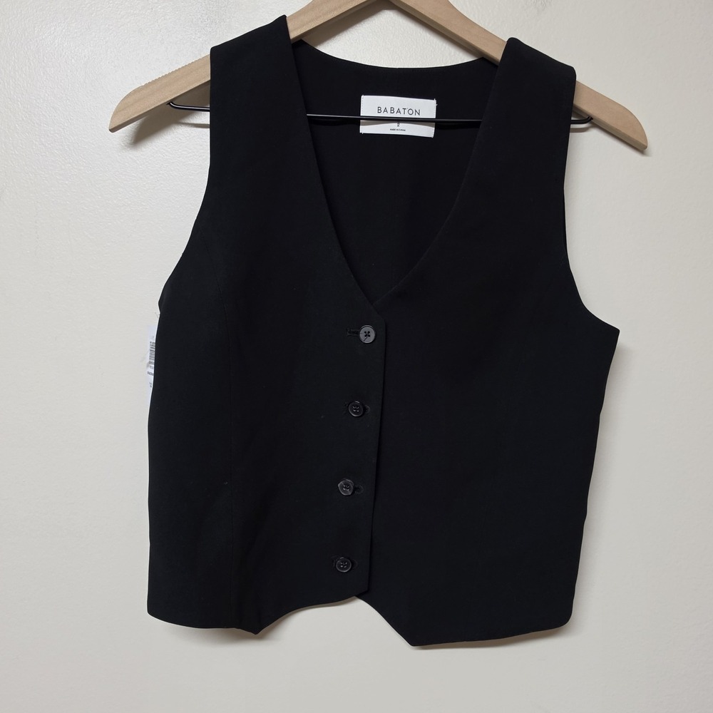 Aritzia Babaton Bradshaw Vest Womens 2 Black Tailored Button Suit 95550 NWT